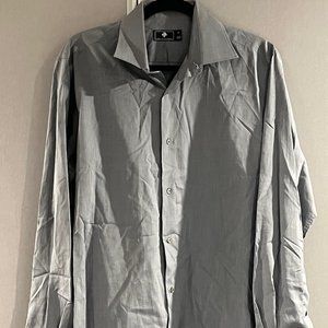 Hardy Amies Gray Grey Men's Long Sleeve Dress Shirt Size L Large